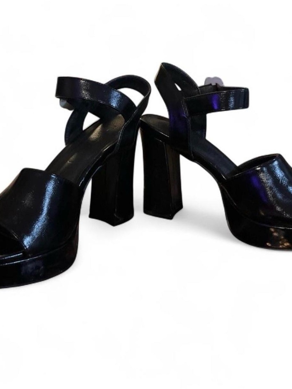 Current Mood Black Patent Platform Block Heel Sandals